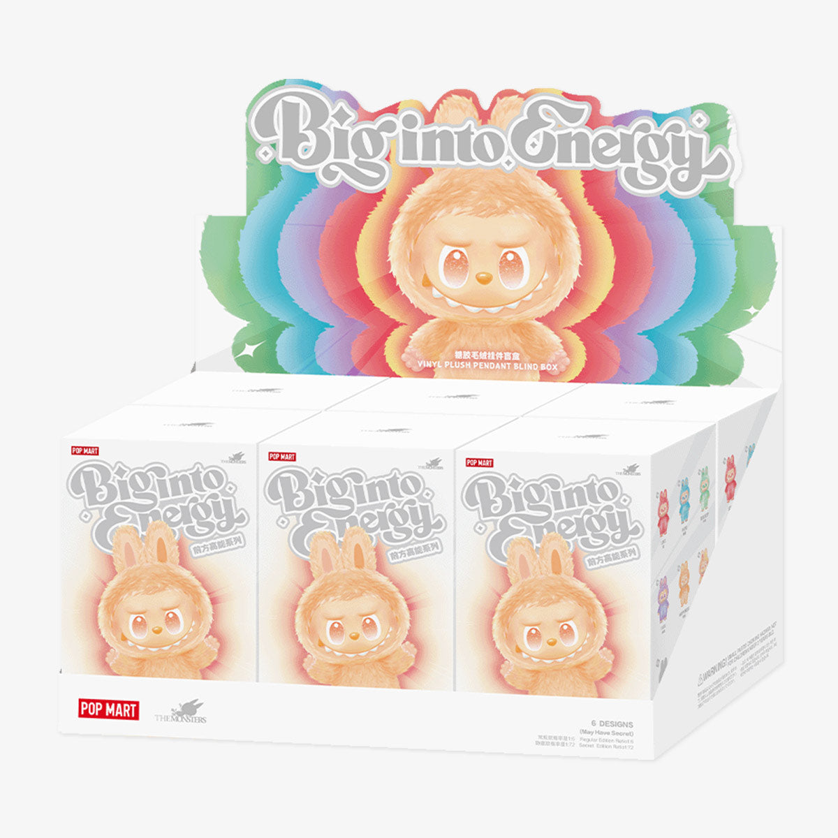Pop Mart V3 The Monsters Labubu Big into Energy Series - Vinyl Plush Pendant Sealed Case (6 Blind Boxes)