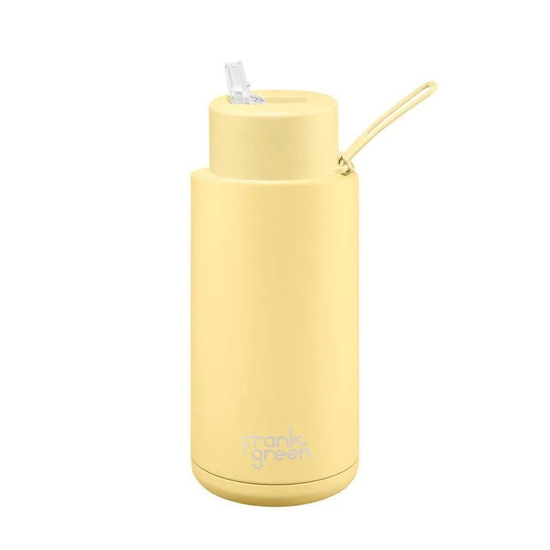 Frank Green Ceramic Reusable Bottle 1L / 34oz (Buttermilk Yellow)