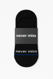 Nevermiss Premium No Show Socks 3 Pack - Black