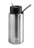 Frank Green Ceramic Reusable Bottle 1L / 34oz (Chrome Silver/Black)