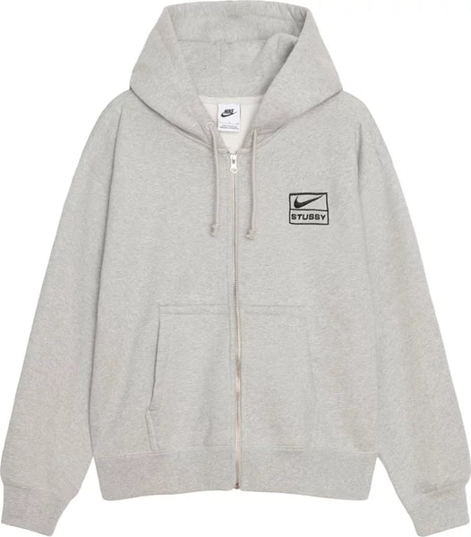 Men's Stussy x Nike Fleece Zip Hoodie 'Grey & Black' – never
