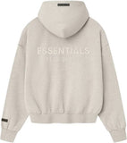 Fear of God Essentials SS25 Classics Full Zip Up Hoodie ‘Heather Stone’