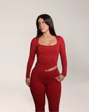 LEVATE ALLURE RIRI ASYMMETRICAL LONG SLEEVE - CHERRY RED